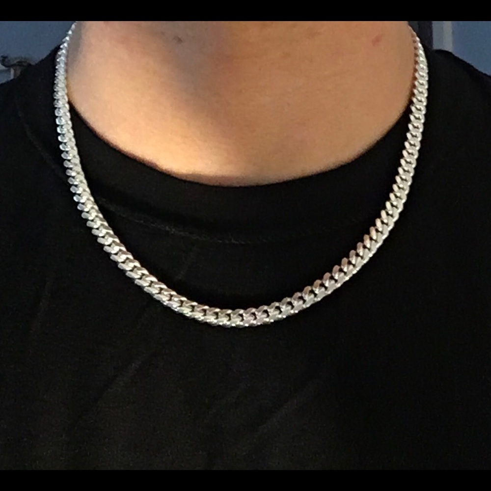 Solid Silver Chain Miami Cuban 20in 6mm .925 Italy